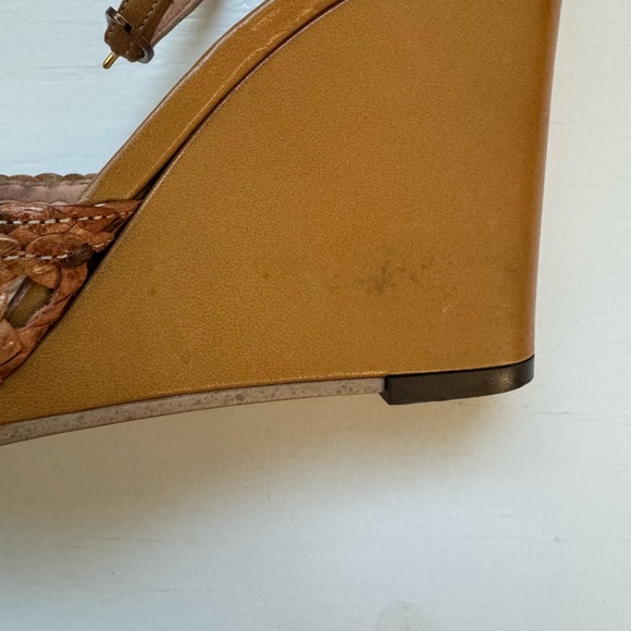 Lip Vintage Brown Woven Wedges Sandals with Ankle Strap 3.5 inch Heel - Size 6 - Picture 9 of 11